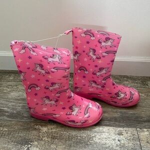 Pink Unicorn Rain Boots Size 4